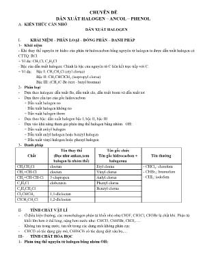 Chuyên đề Dẫn xuất Halogen - Ancol - Phenol